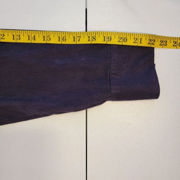 Chicos Reza Faux Suede Blouse Velour Button Top Purple L Eggplant Purpleology - Picture 14 of 15